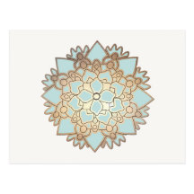 Blue and Gold Lotus Flower Postcard