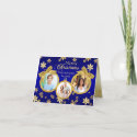 Blue and Gold Ornaments Christmas Photo Card