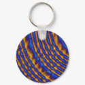 Blue and Gold Paint Spiral keychains by Abstraction Blue and Gold Paint Spiral keychains