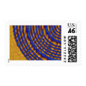Blue and Gold Paint Spiral postage by Abstraction Blue and Gold Paint Spiral postage