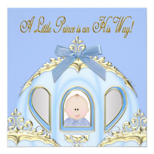 Blue and Gold Prince Baby Shower Invitations