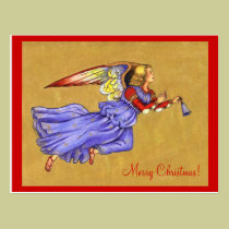 Blue and Gold Renaissance Angel Christmas PostCard postcards