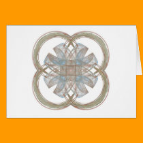 Blue and Gold Round Fractal Art cards