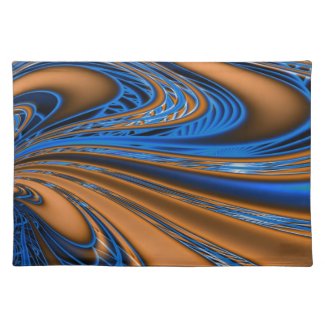 Blue and Gold Swirls Cloth Placemat