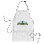 Blue and golden peacocks and wreaths aprons
