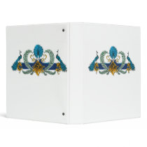 Blue and golden peacocks and wreaths vinyl binders