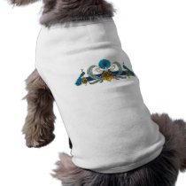 Blue and golden peacocks and wreaths pet clothing