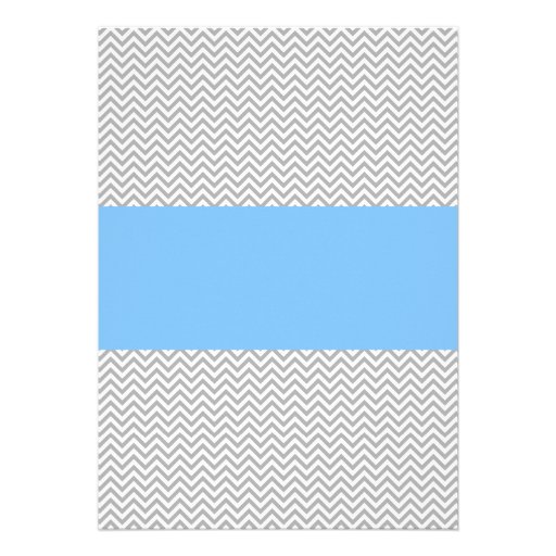 Blue and Gray Chevron Baby Shower Invitations