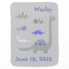 Blue and Gray Dinosaur Baby Blanket