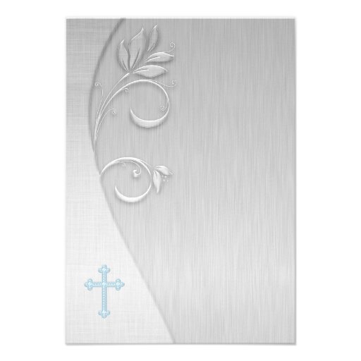 Blue and Gray First Communion Invites