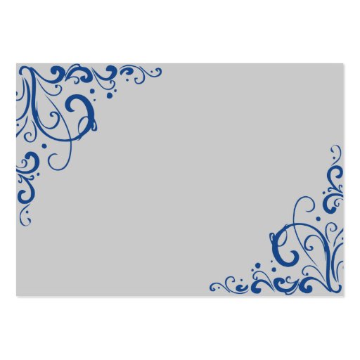 Blue and Gray Flourish Wedding Seating Cards Business Cards (back side)