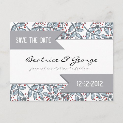 blue and gray lovely floral pattern STD Post Cards