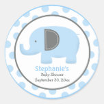 Blue and Gray Mod Elephant Round Sticker