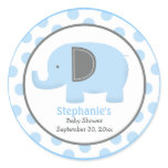 Blue and Gray Mod Elephant Round Sticker