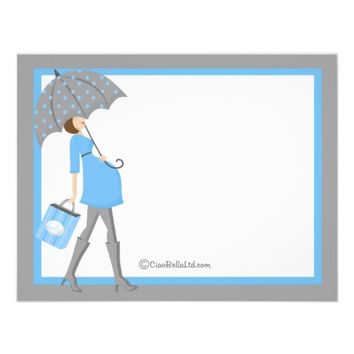 Blue And Gray Shopper Baby Shower Invitation