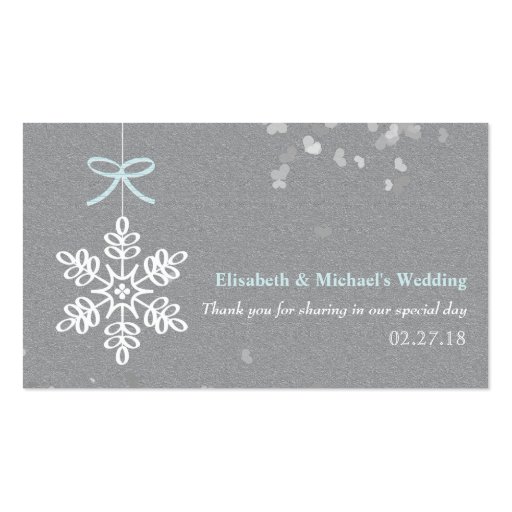 Blue and Gray Snowflake Place Cards Business Cards (back side)