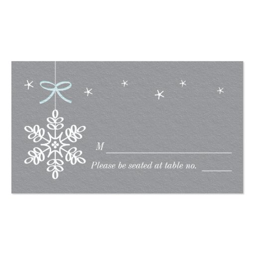 Blue and Gray Snowflake Place Cards Business Cards