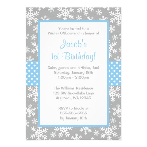 Blue and Gray Snowflakes Winter Onederland Cards