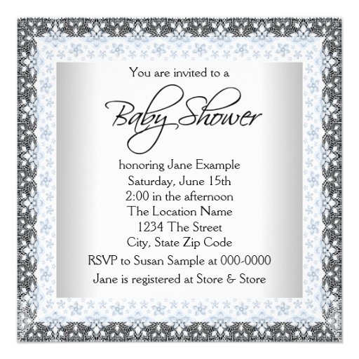 Blue and Gray Vintage Baby Boy Shower Personalized Invite