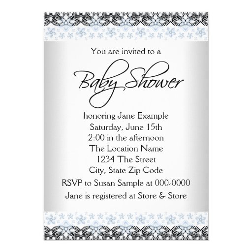 Blue and Gray Vintage Baby Boy Shower Invitation