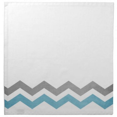 Blue and Gray Zig Zag Pattern Cloth Napkins by TheBrideShop