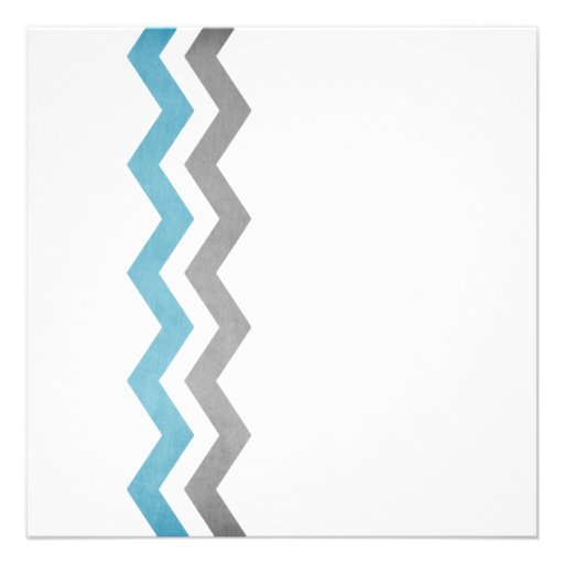 Blue and Gray Zig Zag Wedding Invitations