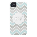 Blue and Gray Zigzag Chevron Monogram iPhone 4 Case-Mate Cases