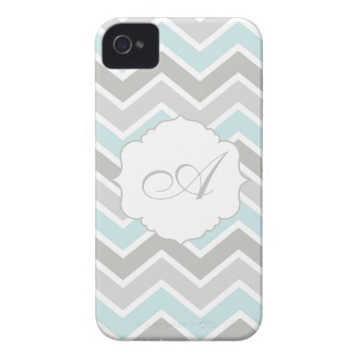 Blue and Gray Zigzag Chevron Monogram iPhone 4 Case-Mate Cases