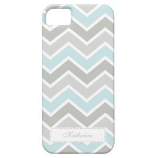 Blue and Gray Zigzag Chevron Pattern iPhone 5 Cases