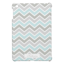 Blue and Gray Zigzag Chevron Pattern Cover For The iPad Mini