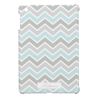 Blue and Gray Zigzag Chevron Pattern Cover For The iPad Mini