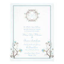 Blue and Green Apple Blossom Invitation