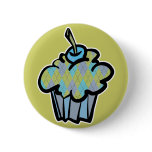 blue and green argyle cupcake pin