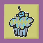 blue and green argyle cupcake