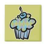 blue and green argyle cupcake magnets
