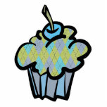 blue and green argyle cupcake
