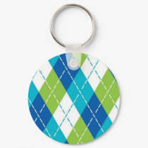 Blue and Green Argyle keychains