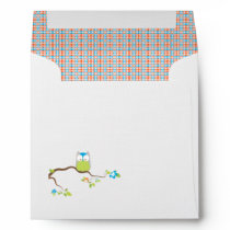 Blue and Green Baby Owl Envelope