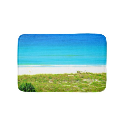 Blue and Green Beach Bathroom Mat Zazzle