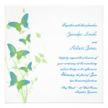Blue and Green Butterfly Vine Wedding invitations