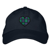 Blue and Green Checkered Heart Embroidered Hat embroidered hats