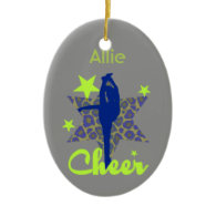 Blue and green cheerleader ornament