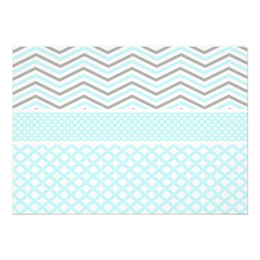 Blue and Green Chevron Invitaiton Custom Invitation