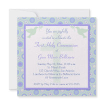 Blue and Green Circles First Communion Invitation