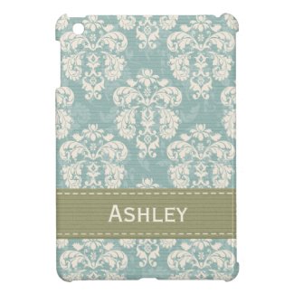 Blue and Green Damask Case For The iPad Mini
