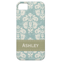 Blue and Green Damask iPhone 5 Case