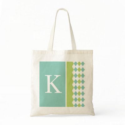 Blue and Green Diamond Monogram Bag by kandelyn
