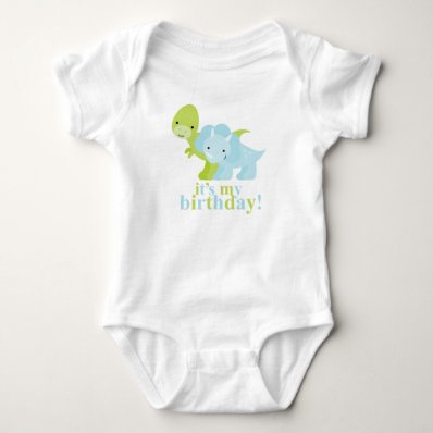 Blue and Green Dinosaurs Birthday Tee Shirts