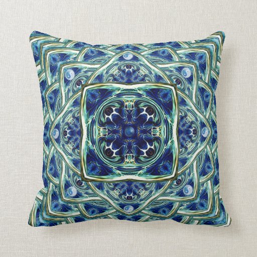 Blue and Green Earth Mandala Throw Pillow Zazzle