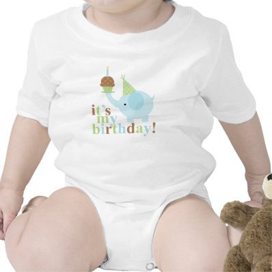 Blue and Green Elephant Birthday Rompers